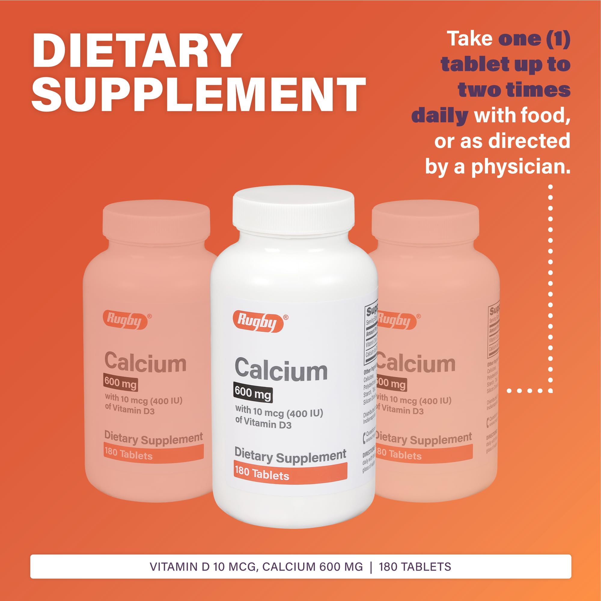 RUGBY LABORATORIES Calcium Tablets packaging side view
