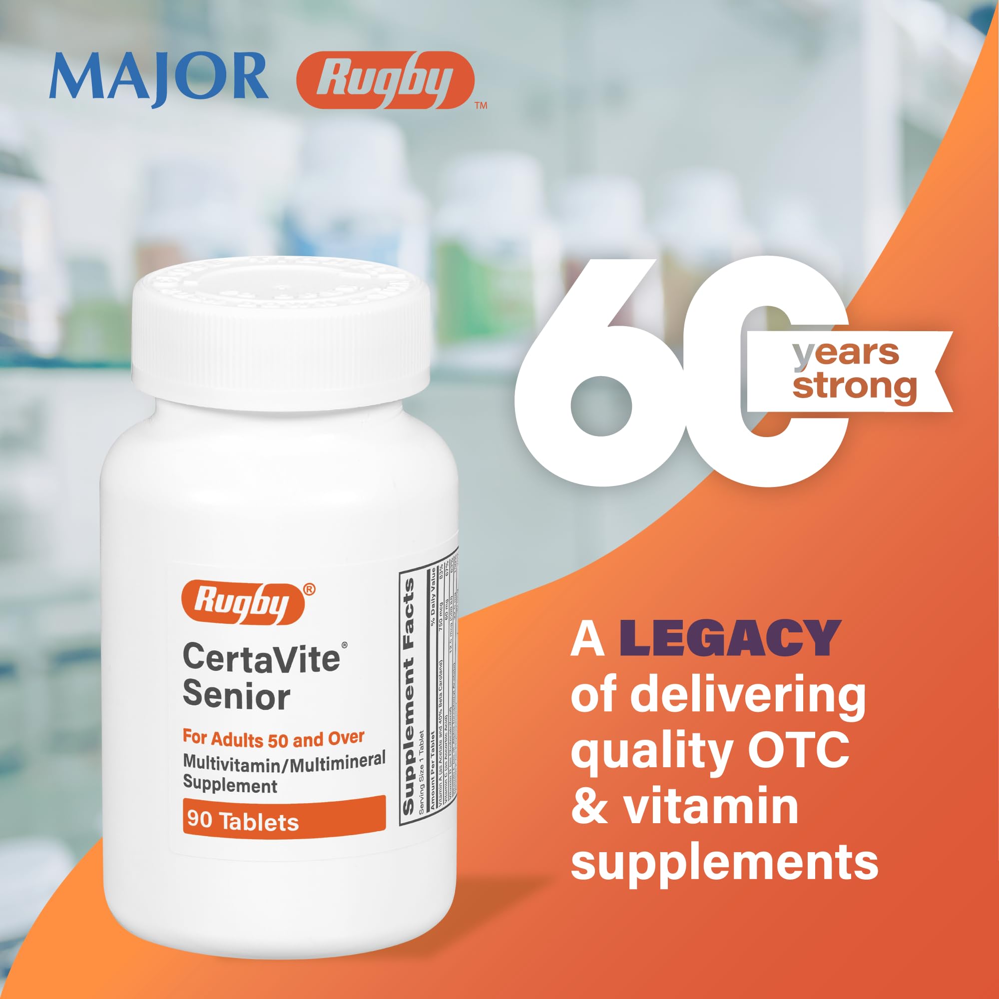RUGBY LABORATORIES CertaVite Senior Multivitamin bottle on a kitchen counter