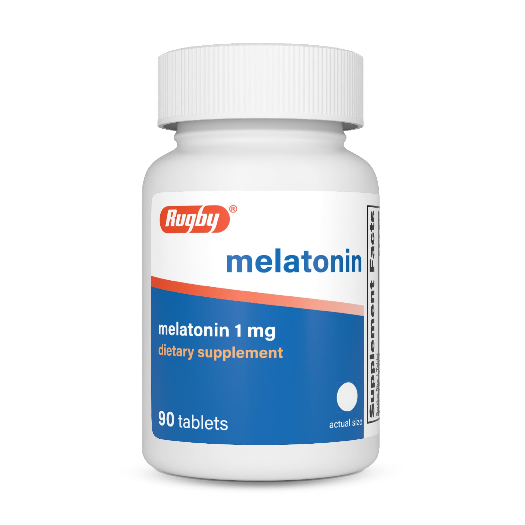 RUGBY LABORATORIES Melatonin 1mg Tablets front view