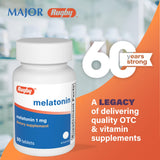 RUGBY LABORATORIES Melatonin 1mg Tablets side view