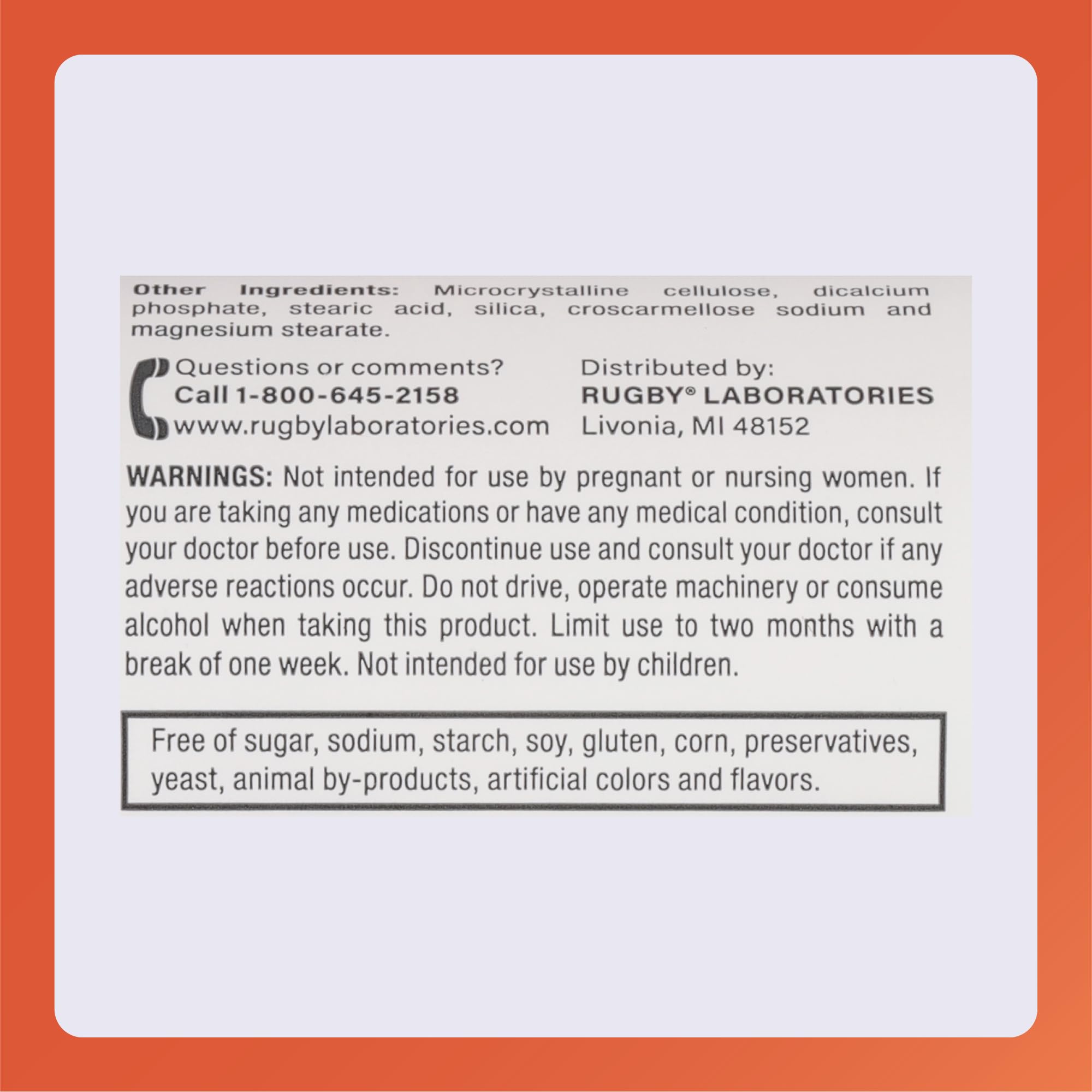 RUGBY LABORATORIES Melatonin 1mg Tablets with a glass of water