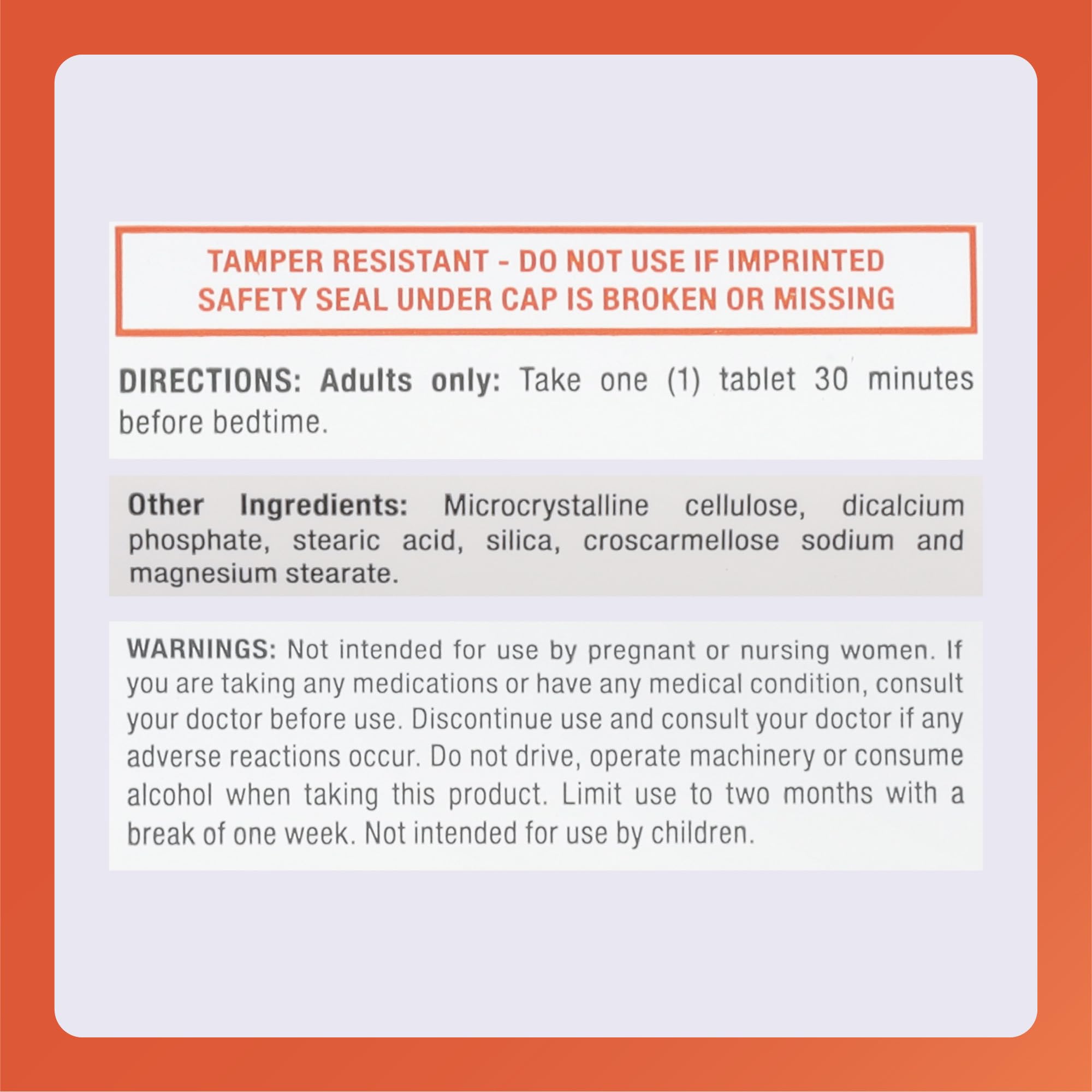 RUGBY LABORATORIES Melatonin Tablets 5mg label detail