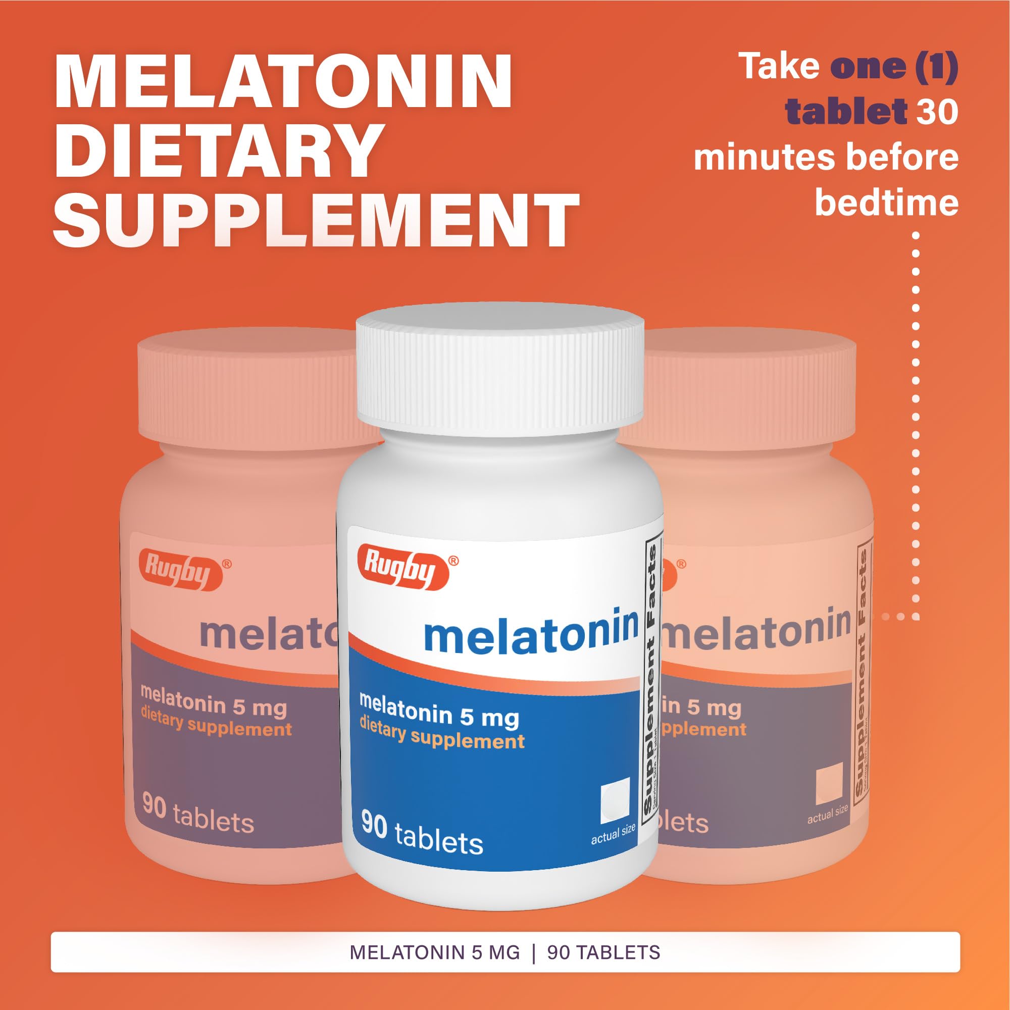 RUGBY LABORATORIES Melatonin Tablets 5mg packaging