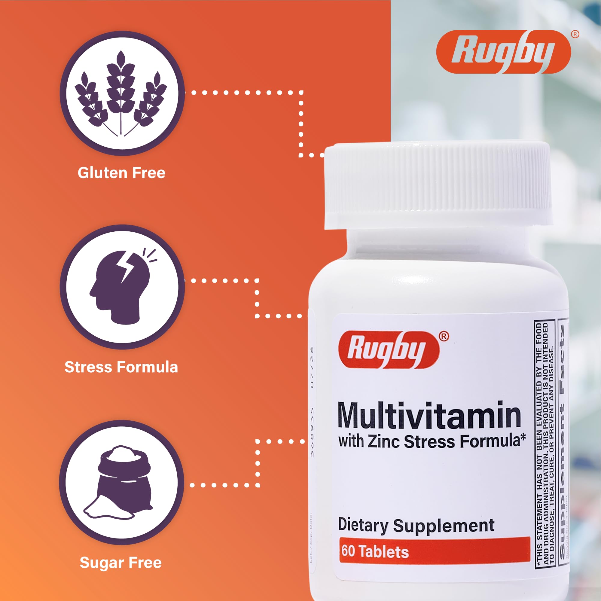 RUGBY LABORATORIES Multivitamin Stress Tablets back view