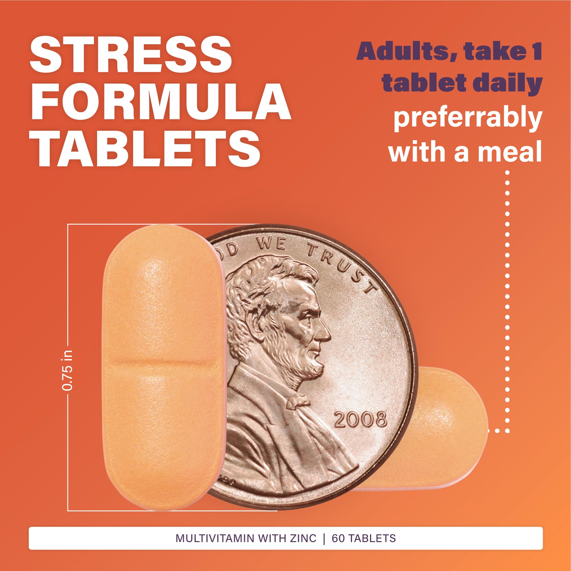 RUGBY LABORATORIES Multivitamin Stress Tablets side view