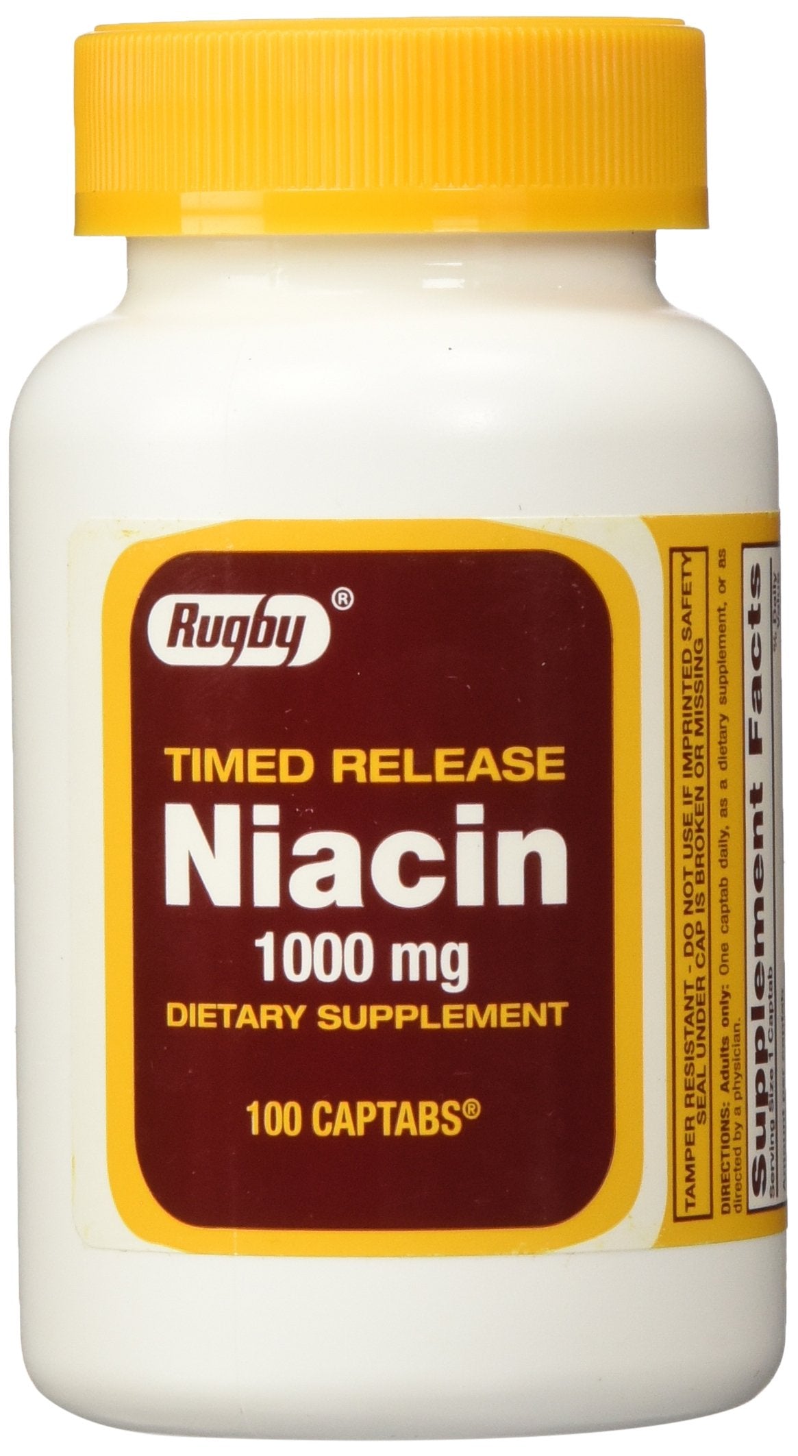 RUGBY LABORATORIES Niacin 1000mg supplement front view