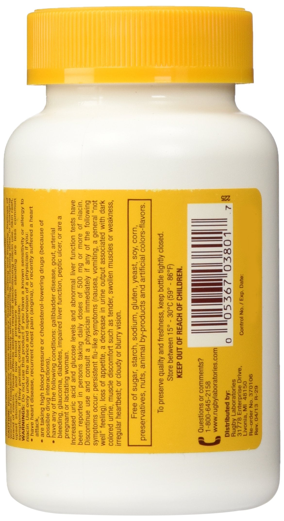RUGBY LABORATORIES Niacin 1000mg supplement packaging