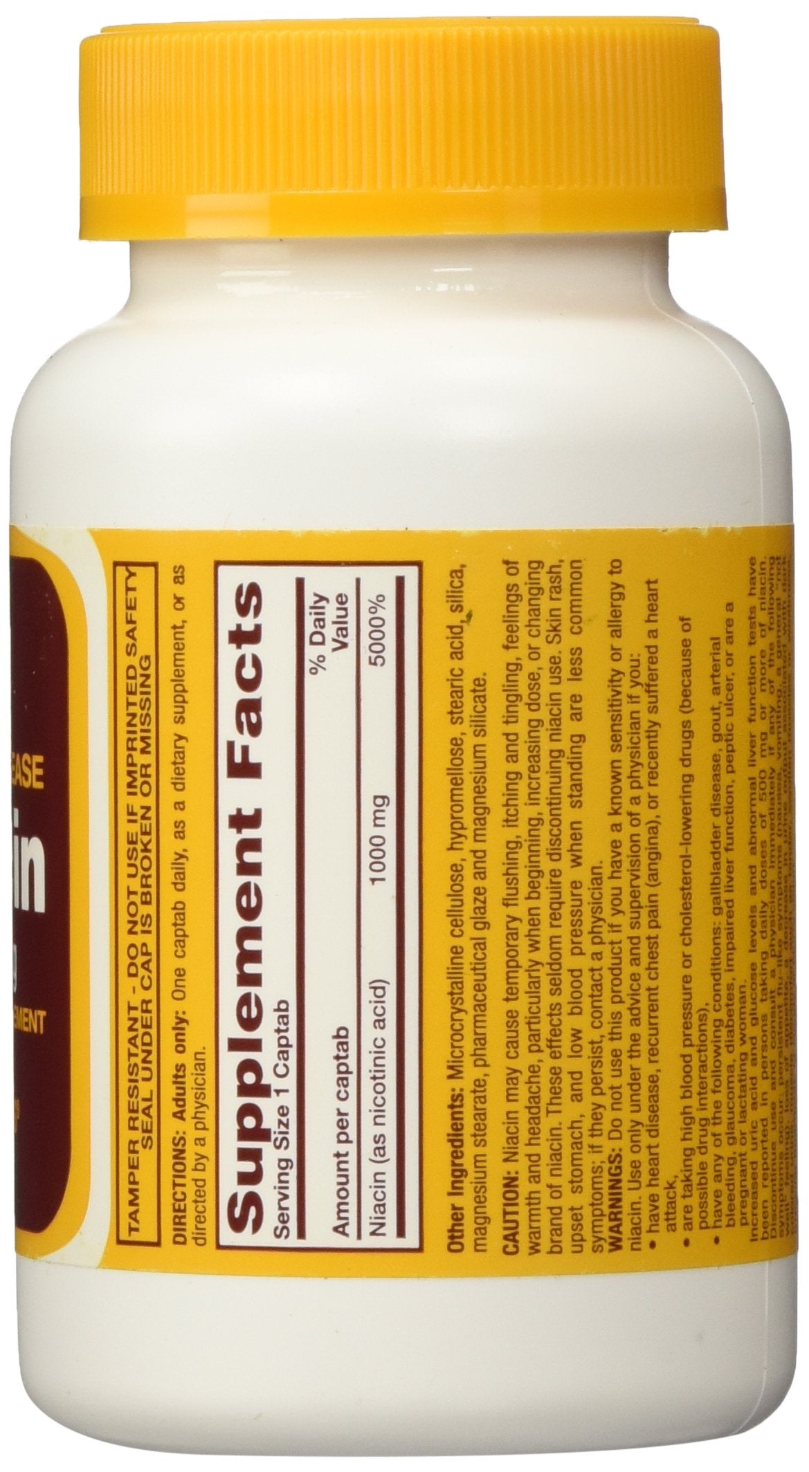 RUGBY LABORATORIES Niacin 1000mg supplement side view