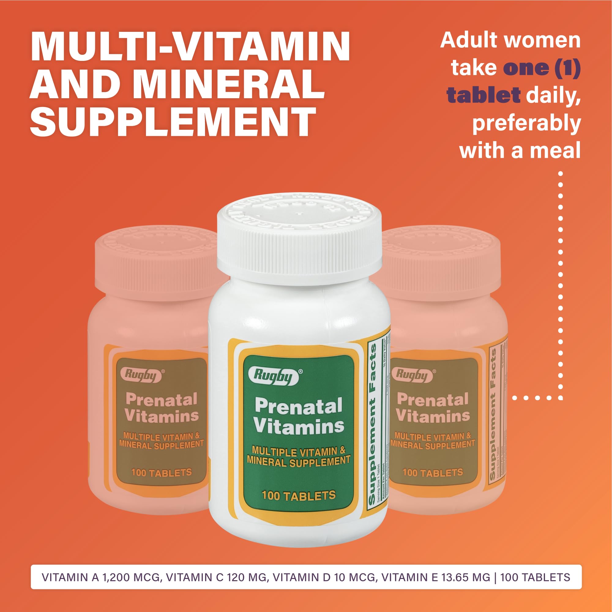 RUGBY LABORATORIES Prenatal Vitamins bottle side view