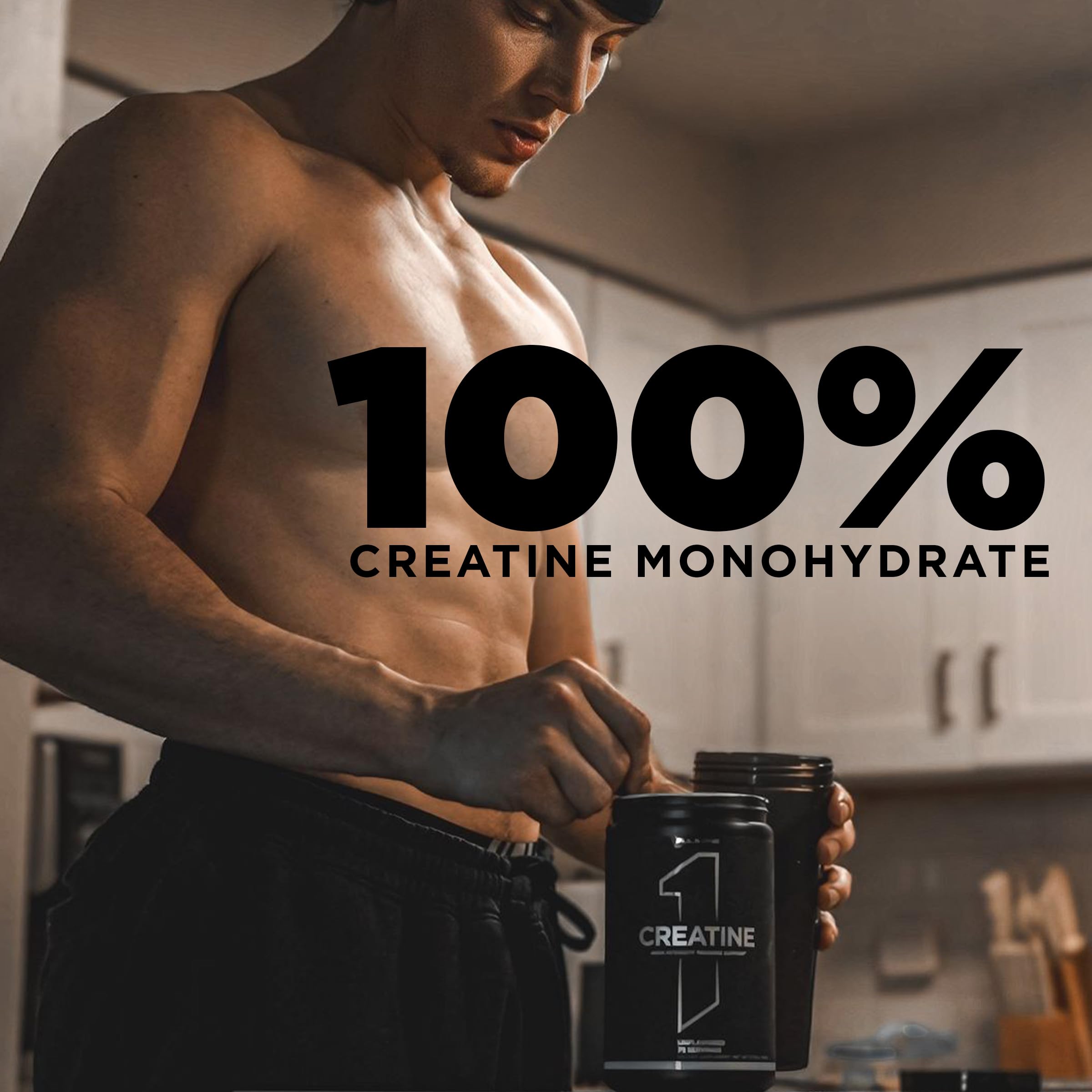 Rule 1 Proteins Creatine Monohydrate 750g back view with nutritional information