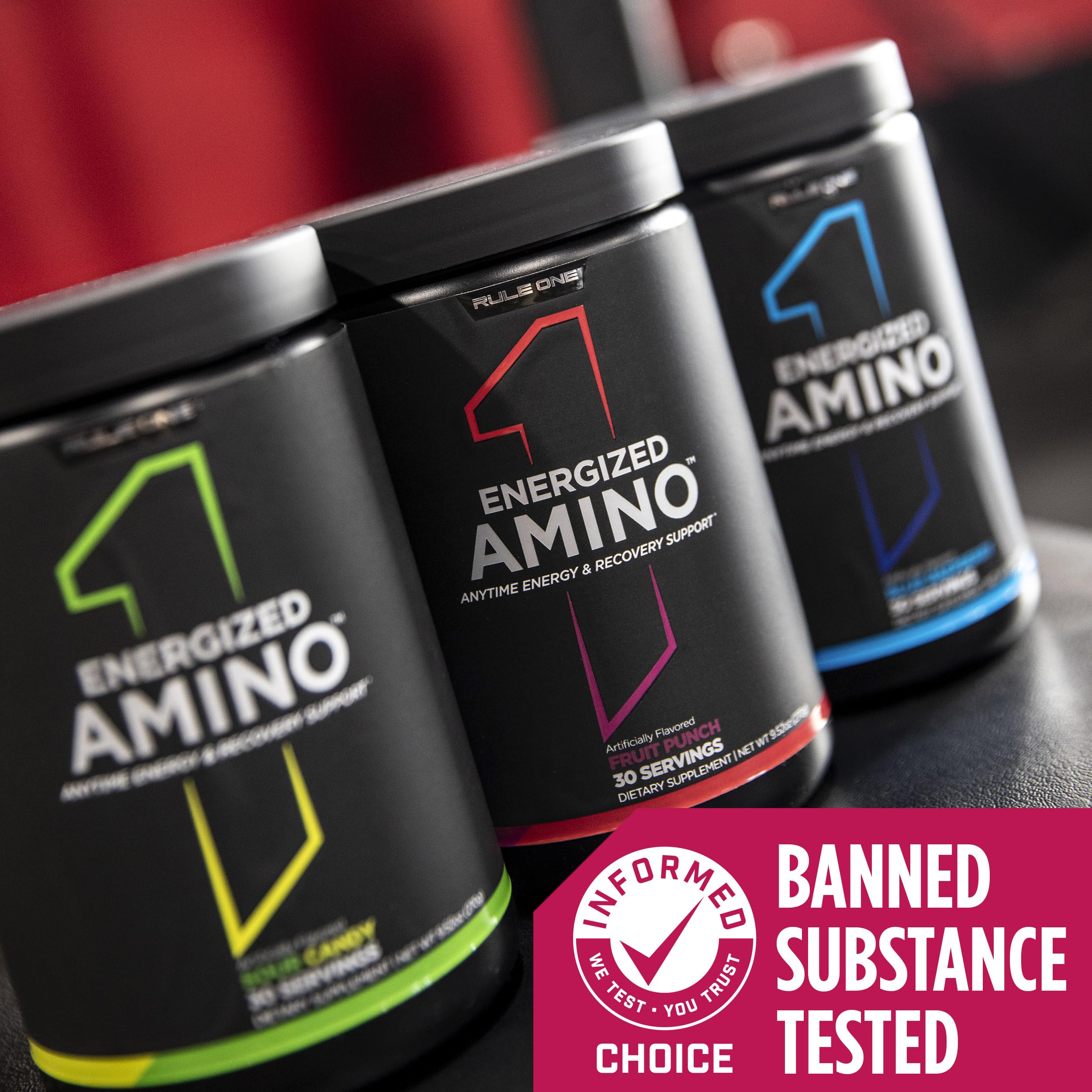 Rule 1 Proteins Energized Amino BCAA Supplement packaging