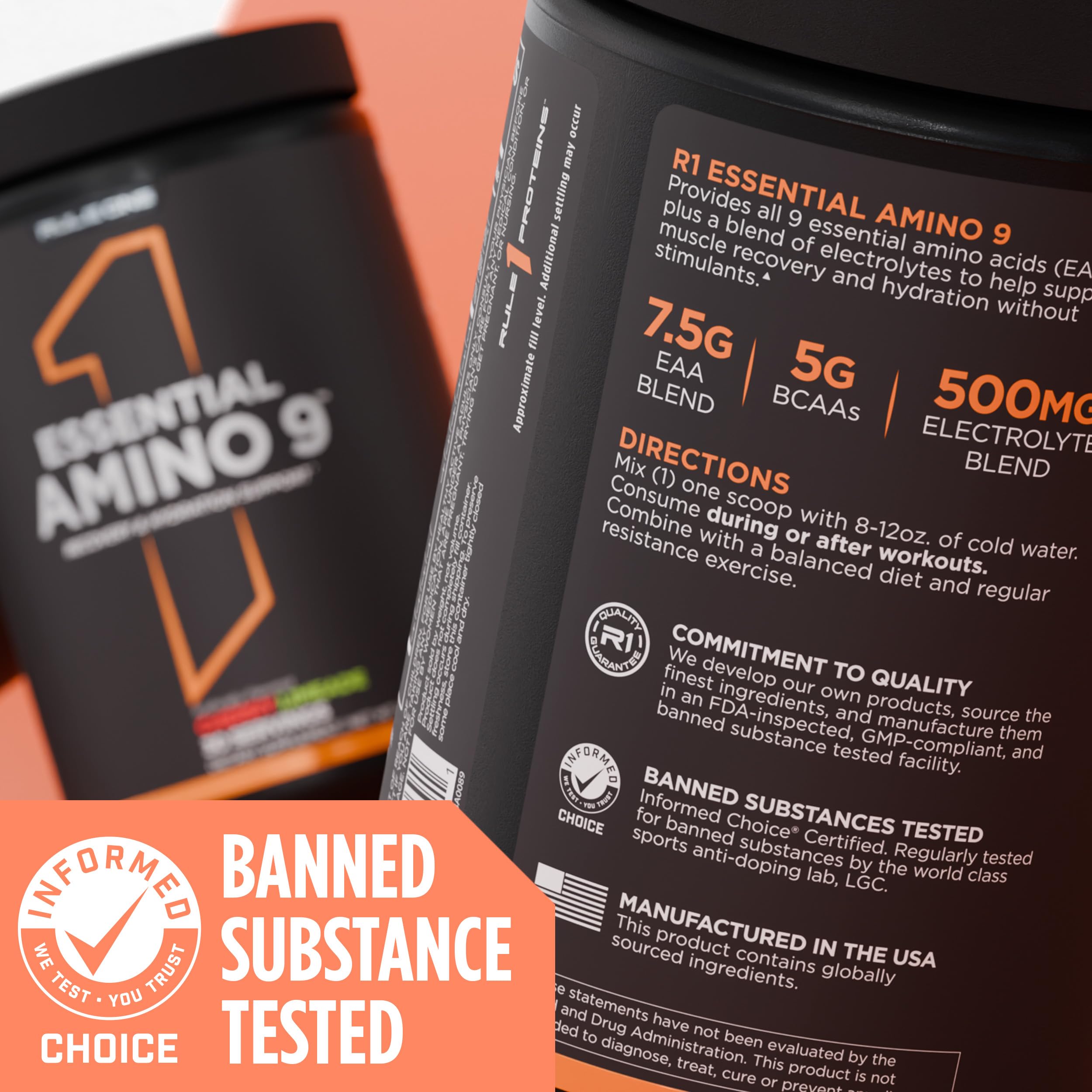 Rule 1 Proteins Essential Amino 9 BCAAs with shaker bottle