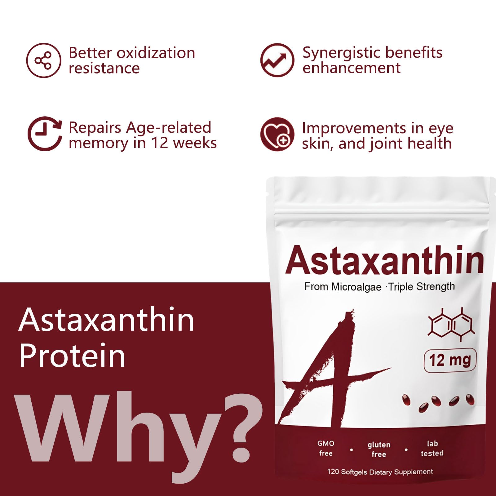 Rulinal Astaxanthin softgels in a hand for size reference