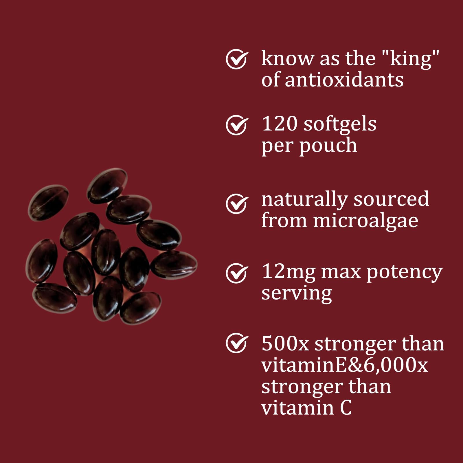 Rulinal Astaxanthin softgels on a wooden table