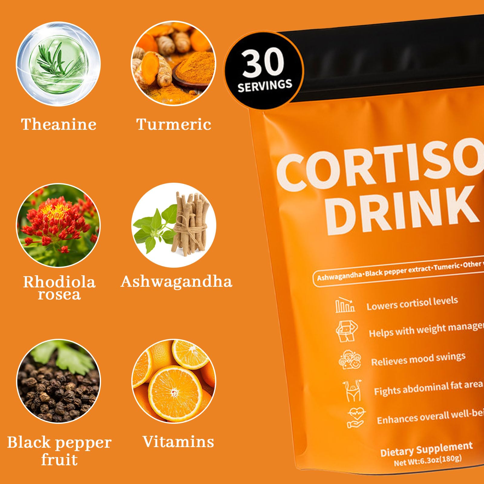Rulinal Cortisol Drink Powder mixed in a glass