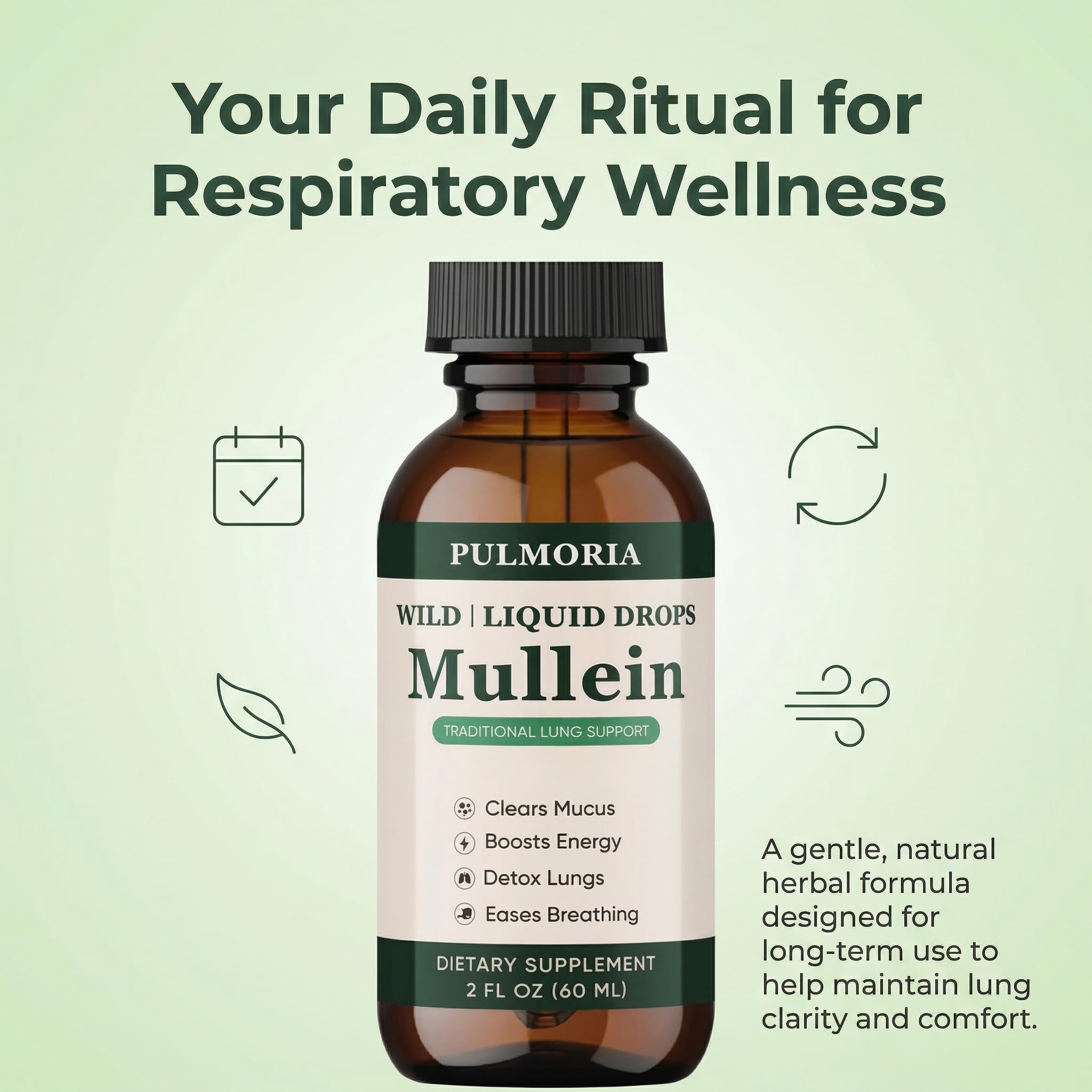 Rulinal Pulmonia Mullein Drops with a glass of warm water