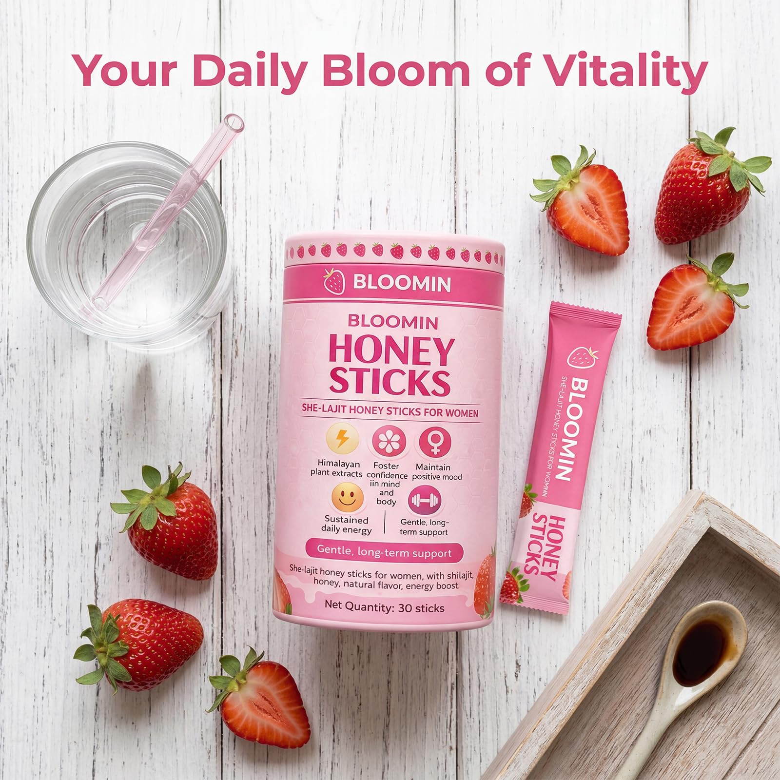 Rulinal Shilajit Honey Sticks with Himalayan background