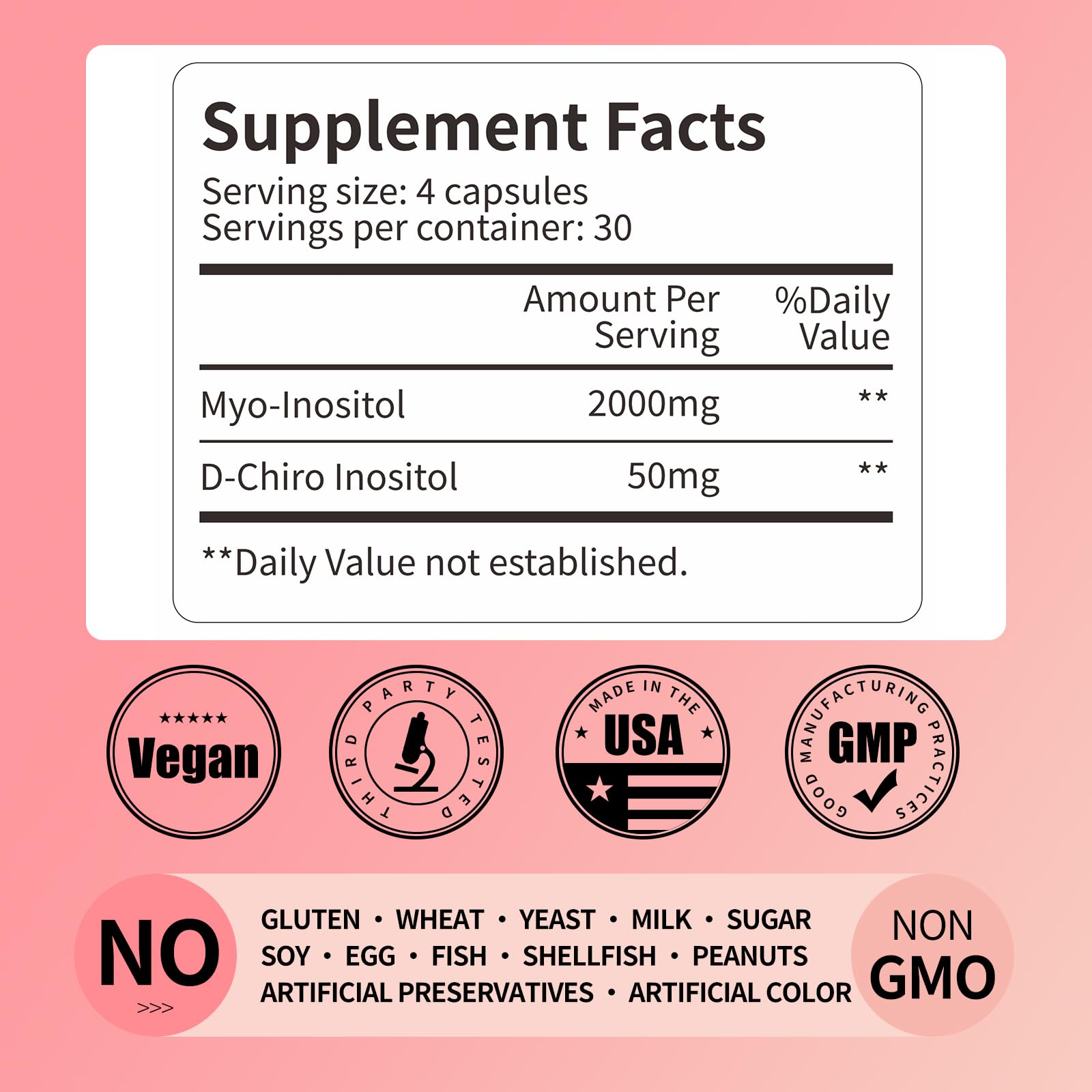RUNICA Inositol Supplement 90-day supply capsules