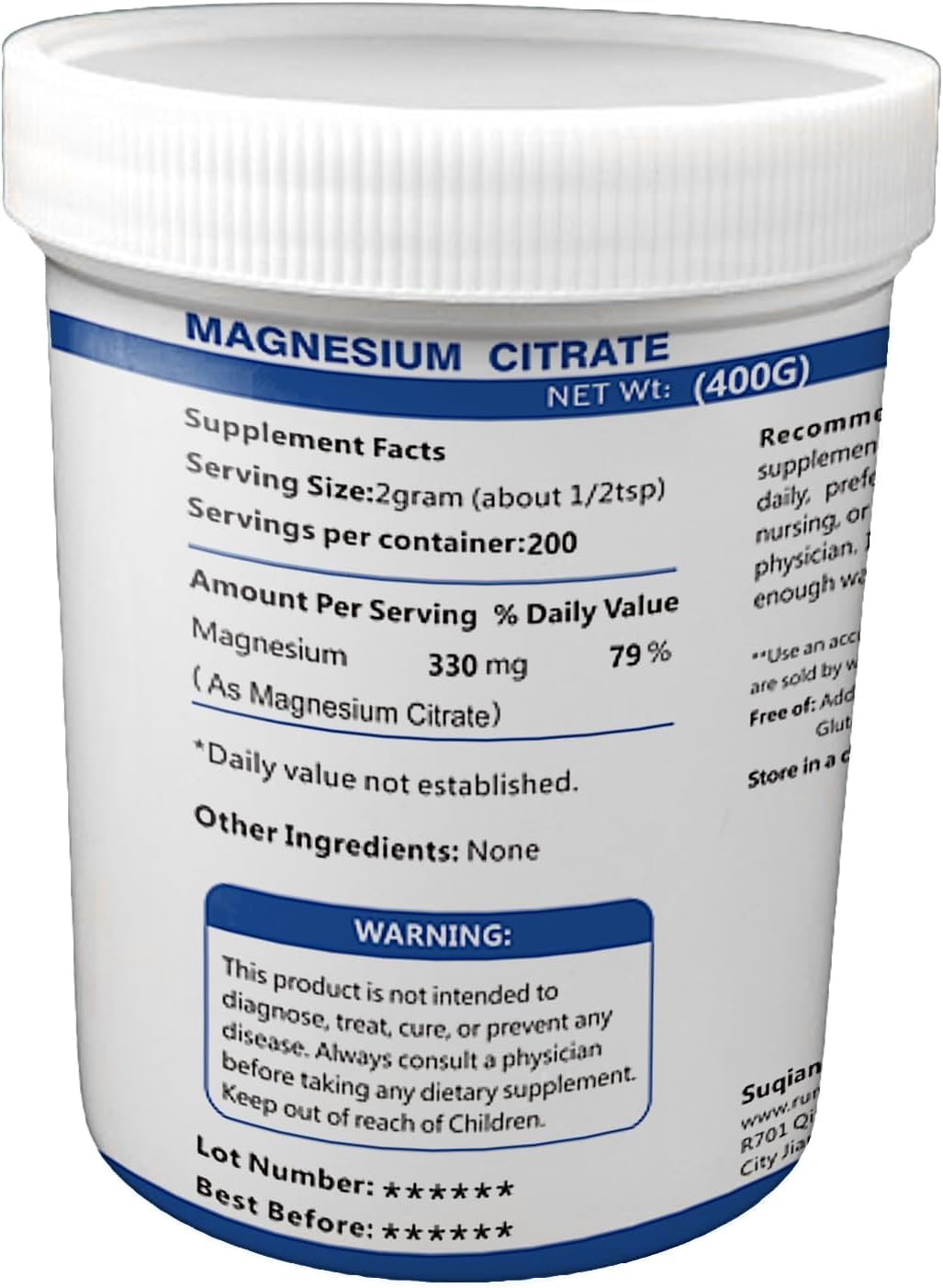 RUNMAG Magnesium Citrate Powder fine powder texture