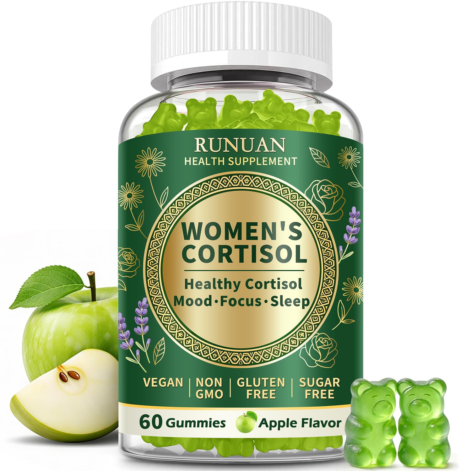 RUNUAN Cortisol Gummies 60 Count front view
