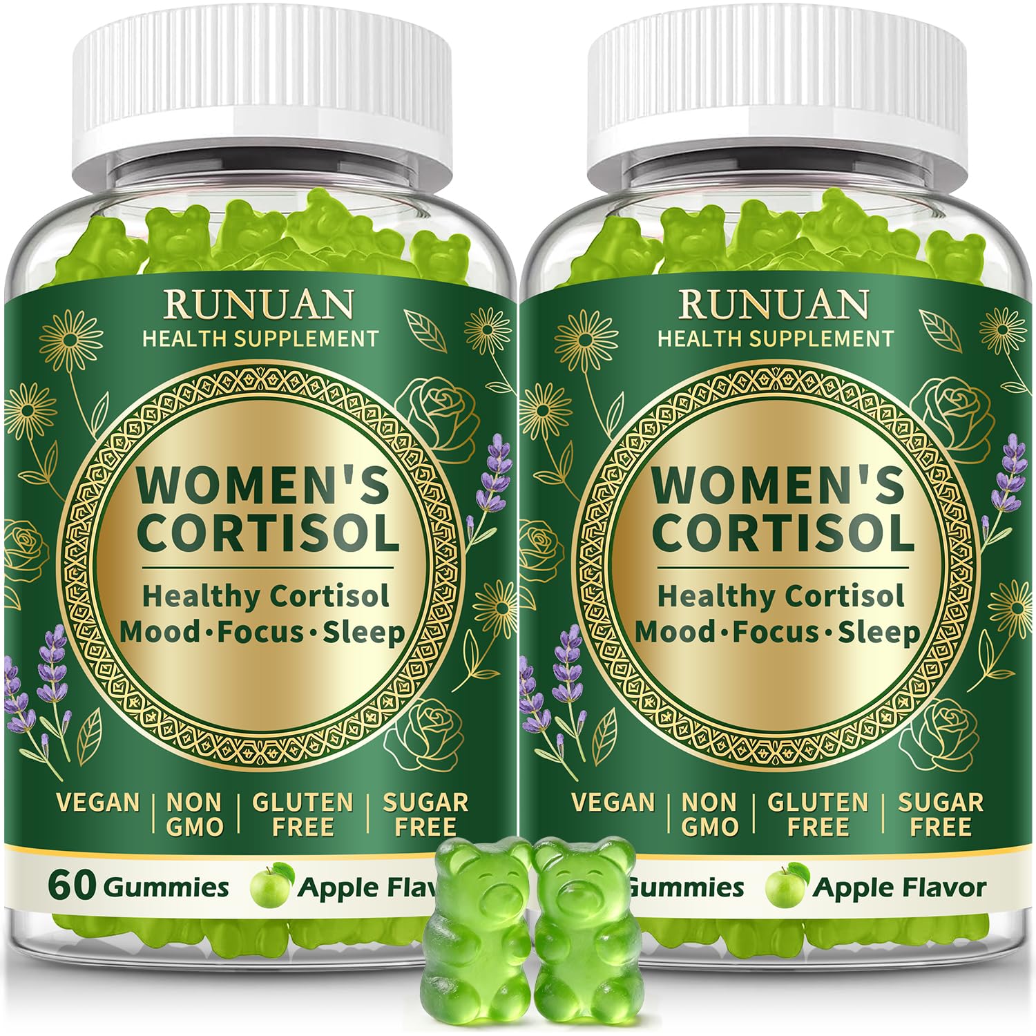 RUNUAN Cortisol Reducer Gummies front view packaging