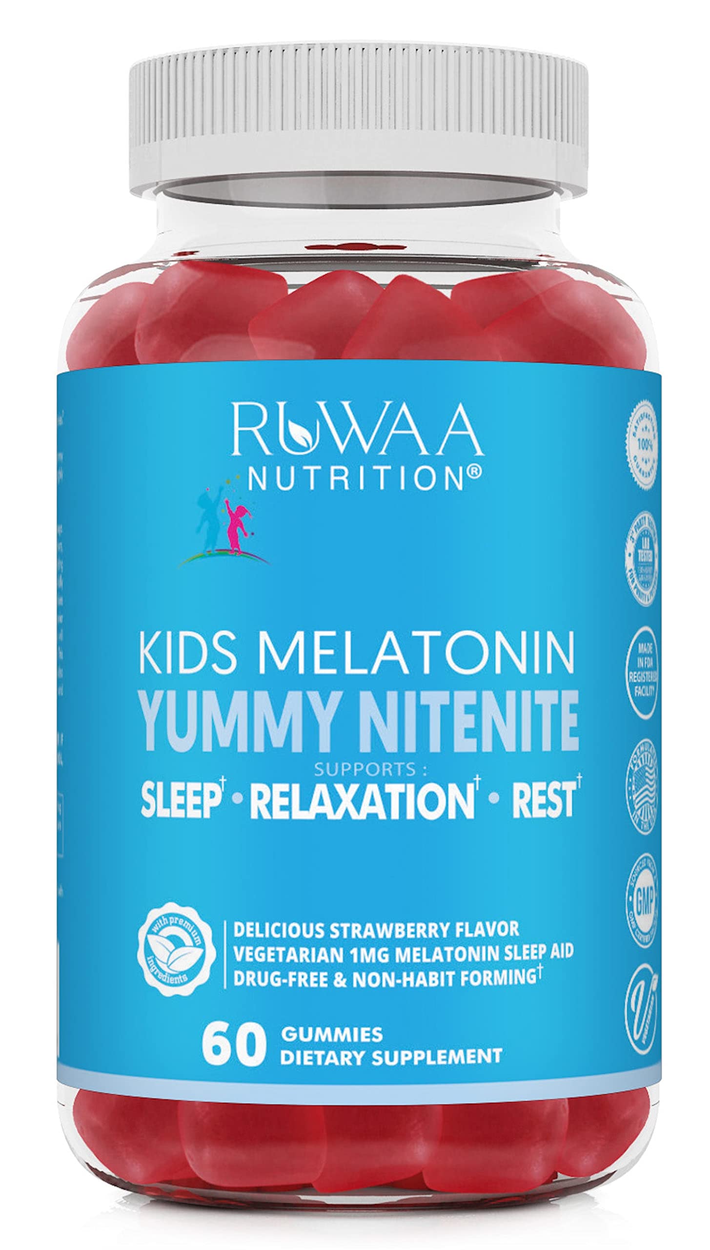 RUWAA NUTRITION Melatonin Kids Gummies 1mg front view