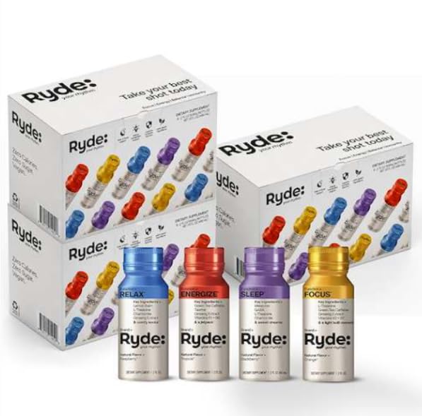 RYDE Variety Shots 24 Pack front view with tropical flavours