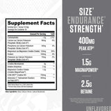 RYSE Loaded Creatine 340g side view with nutrition facts