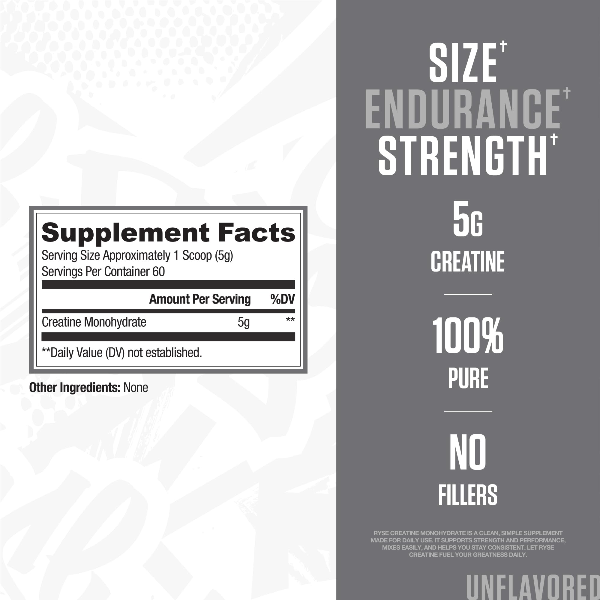 RYSE Up Supplements Creatine Monohydrate 300g side view