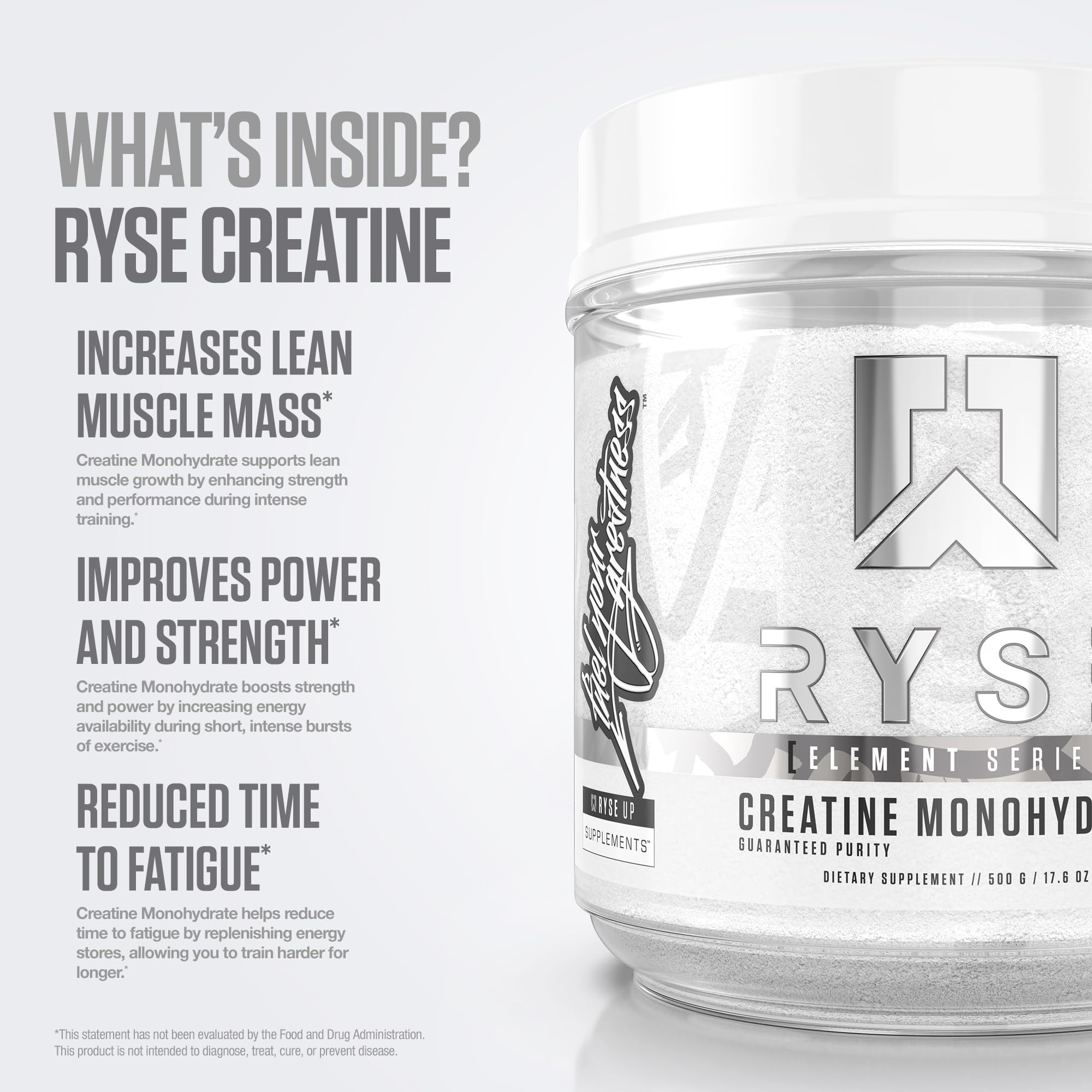 RYSE Up Supplements Creatine Monohydrate 635g side view