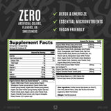 RYSE Up Supplements Loaded Greens powder side view with nutritional information