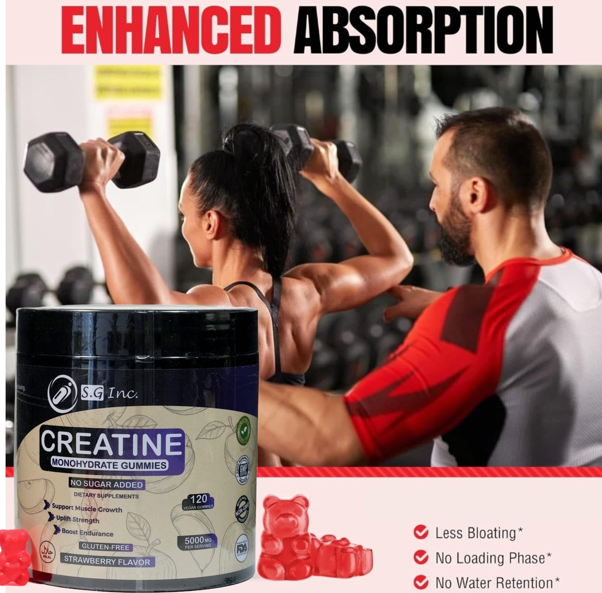 S.G Inc Creatine Gummies on a fitness mat