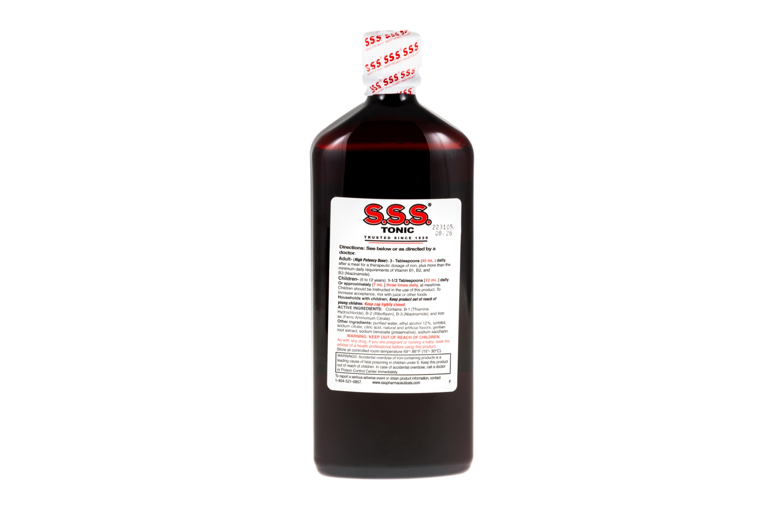 S.S.S. CO. High Potency Iron Liquid Supplement bottle with label