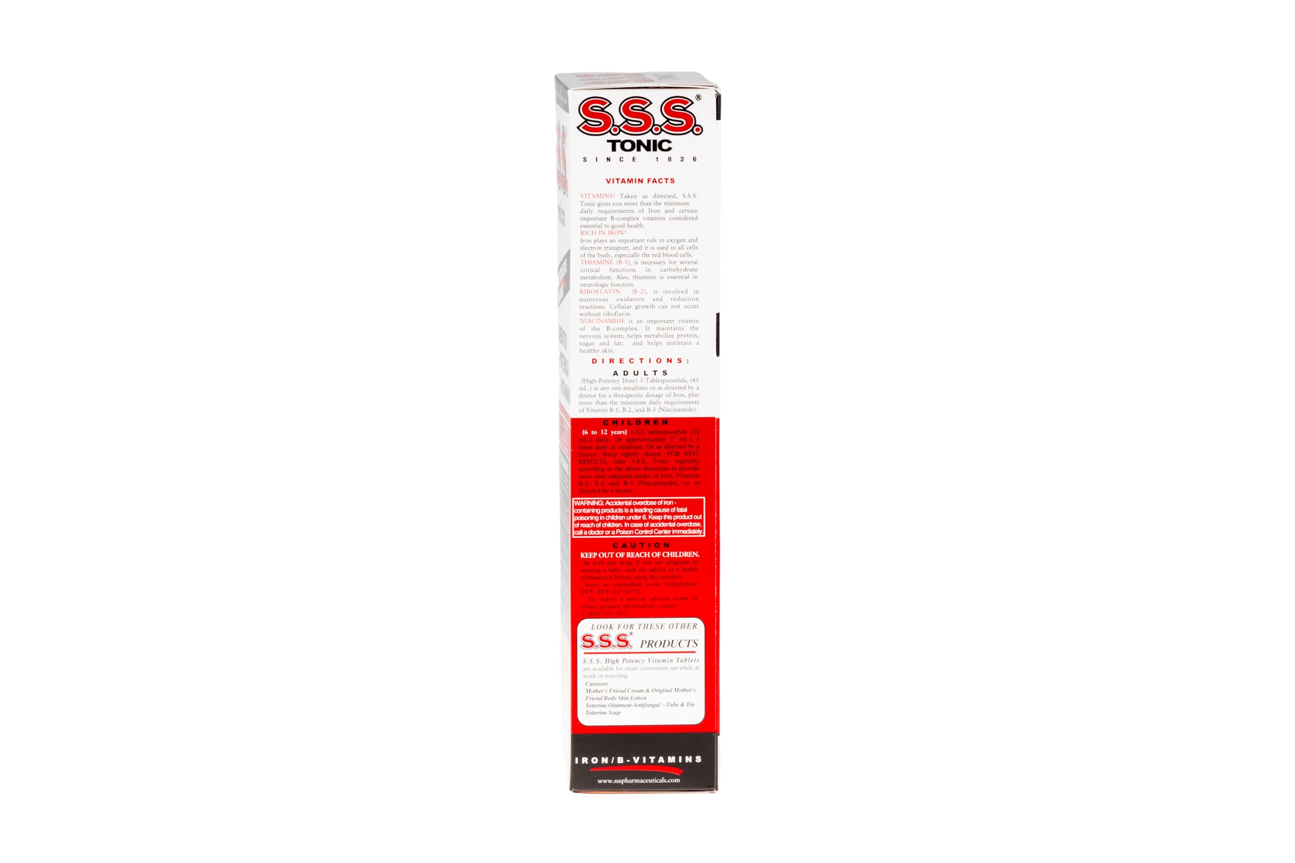 S.S.S. CO. High Potency Iron Liquid Supplement side view