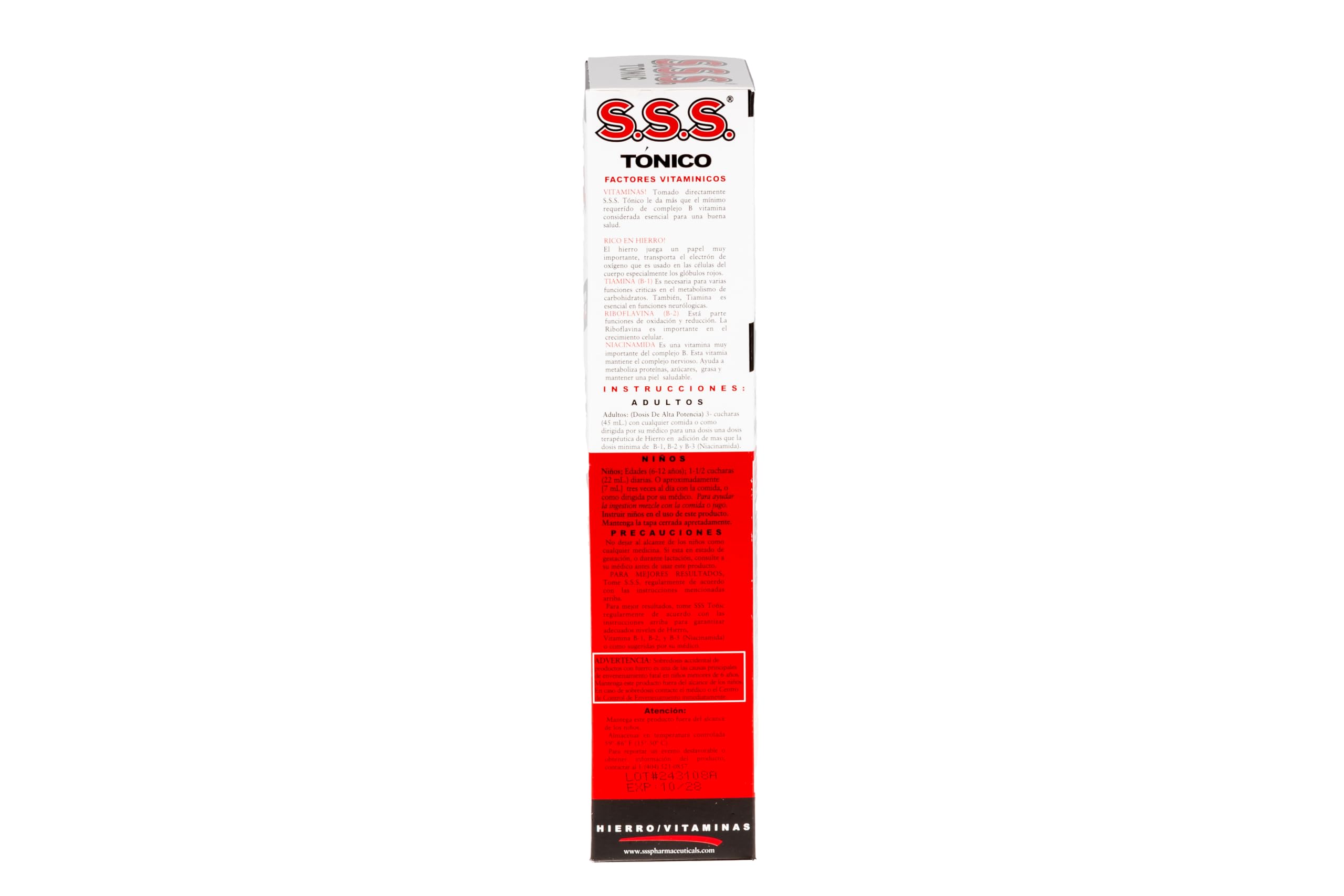 S.S.S. CO. High Potency Iron Liquid Supplement with measuring cap