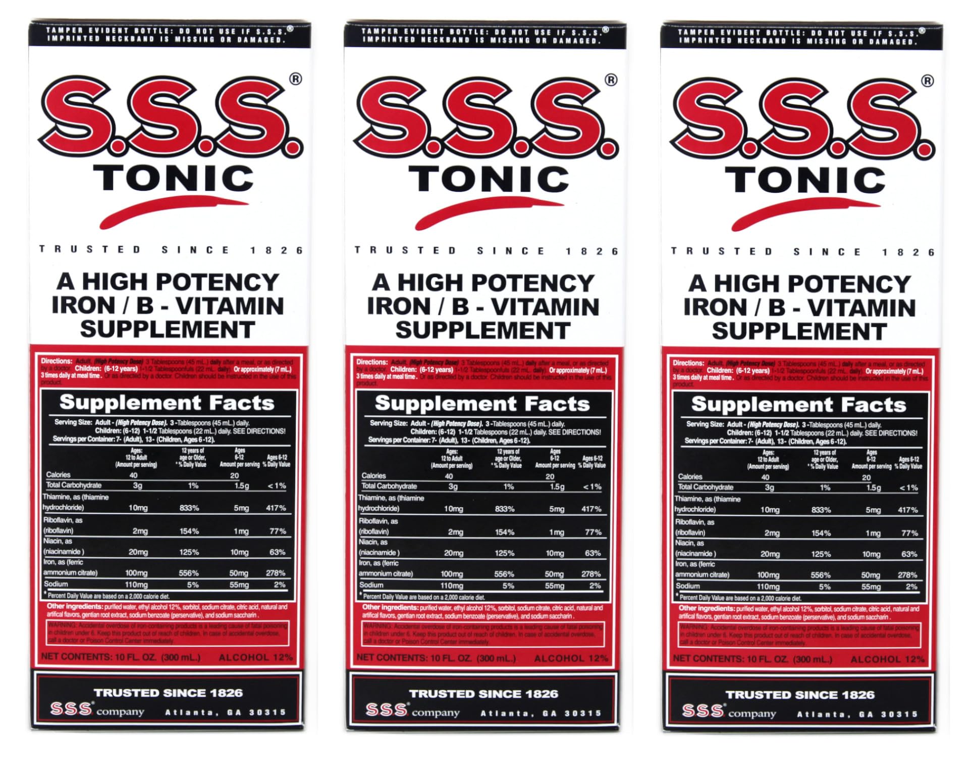 S.S.S. CO. Tonic Iron and Vitamin B Supplement front view