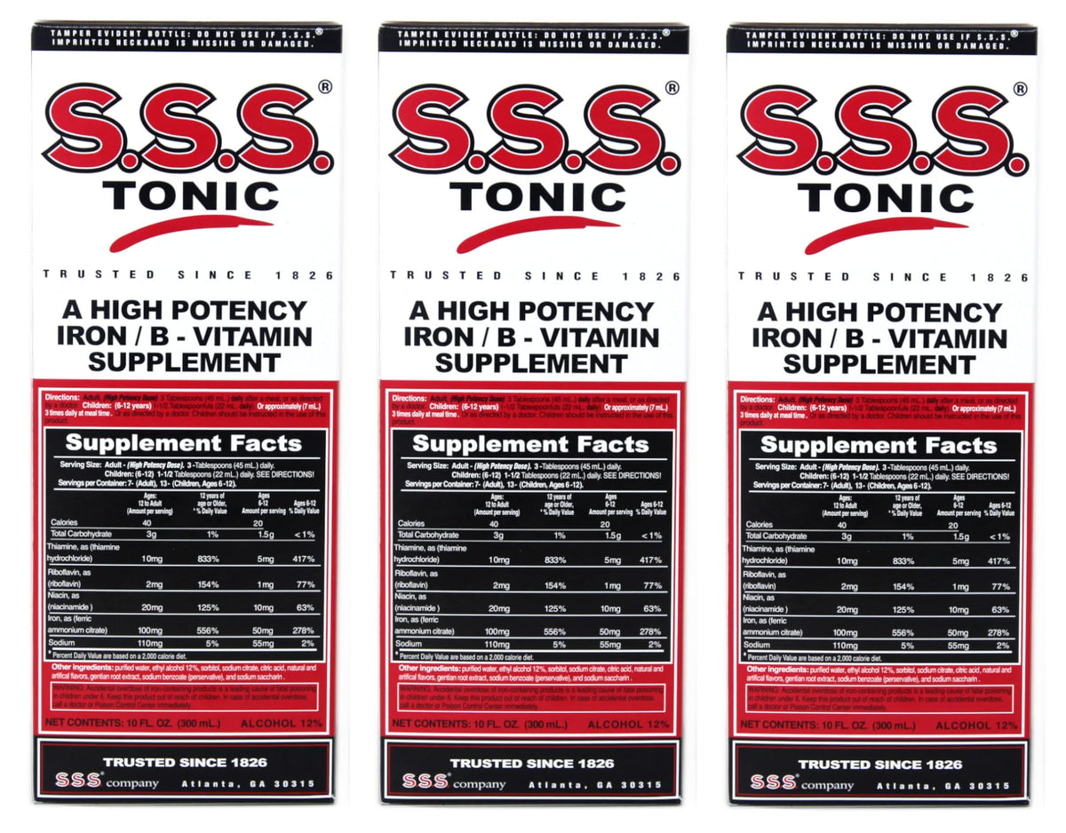 S.S.S. CO. Tonic Iron and Vitamin B Supplement front view