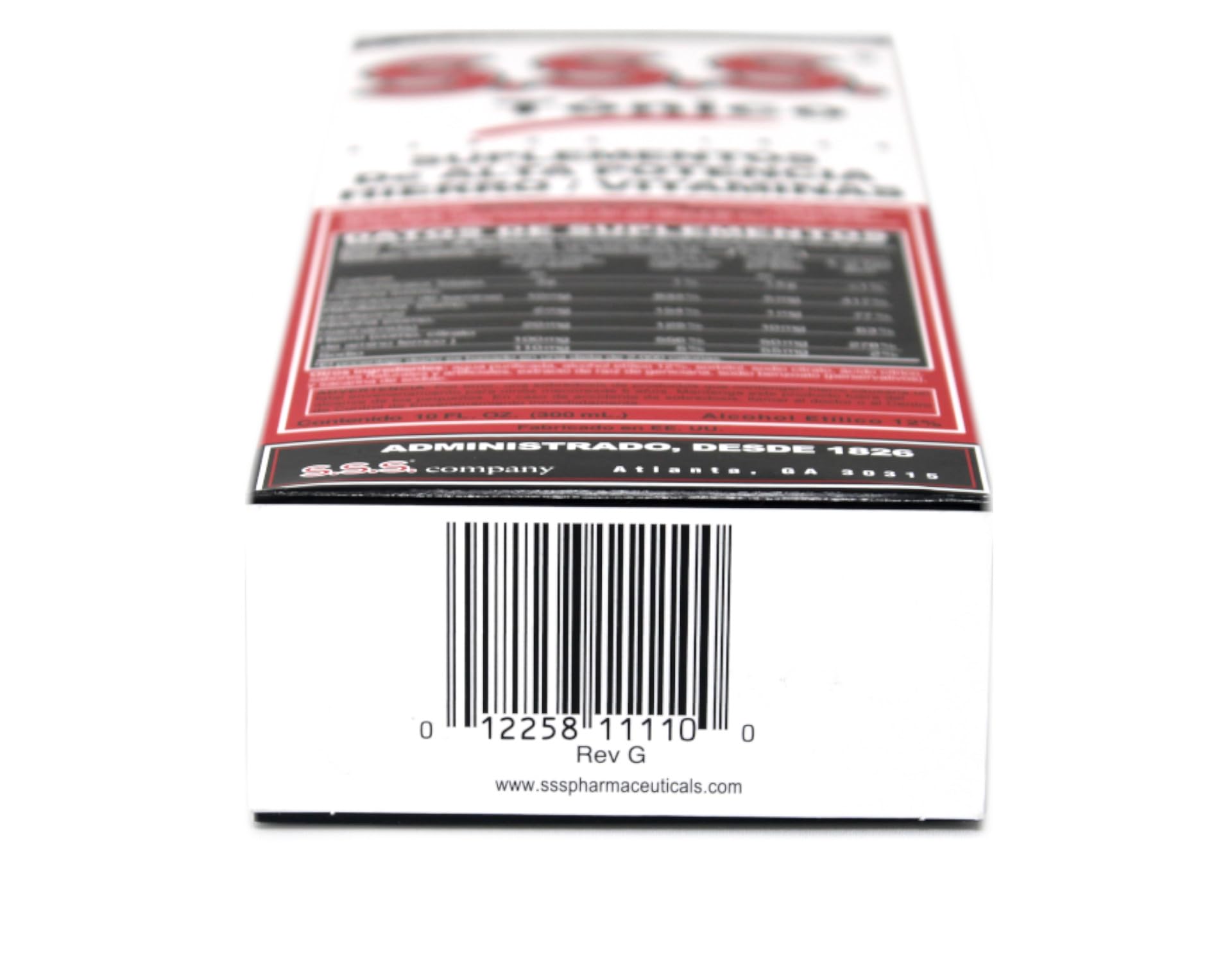 S.S.S. CO. Tonic Iron and Vitamin B Supplement label close-up