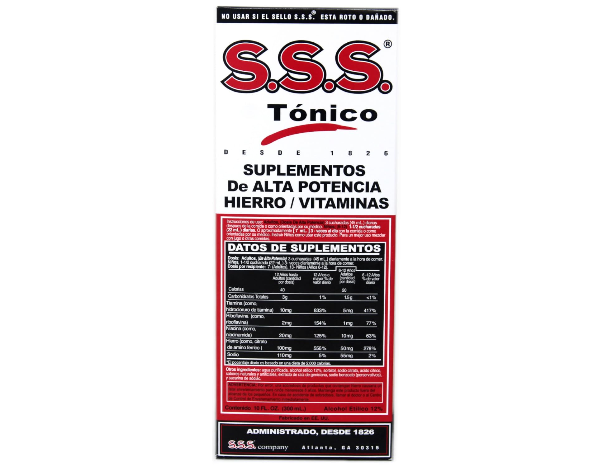 S.S.S. CO. Tonic Iron and Vitamin B Supplement with a measuring spoon