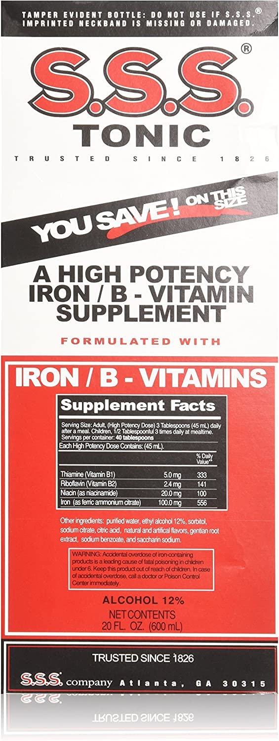 S.S.S. CO. Tonic Liquid Multivitamin 20 oz front view