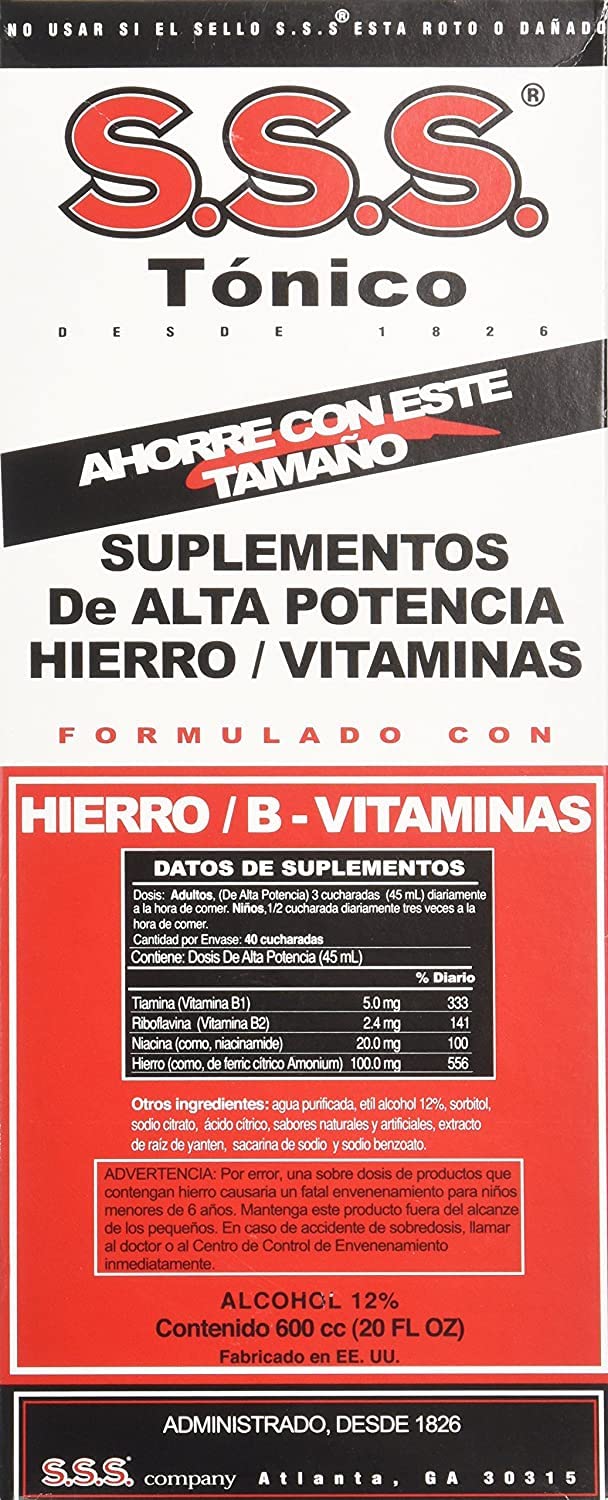 S.S.S. CO. Tonic Liquid Multivitamin 20 oz packaging