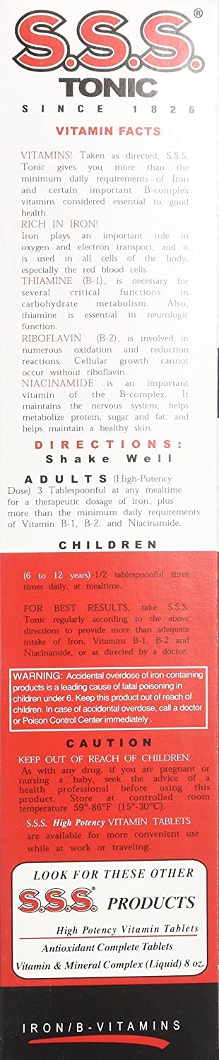 S.S.S. CO. Tonic Liquid Multivitamin 20 oz side view