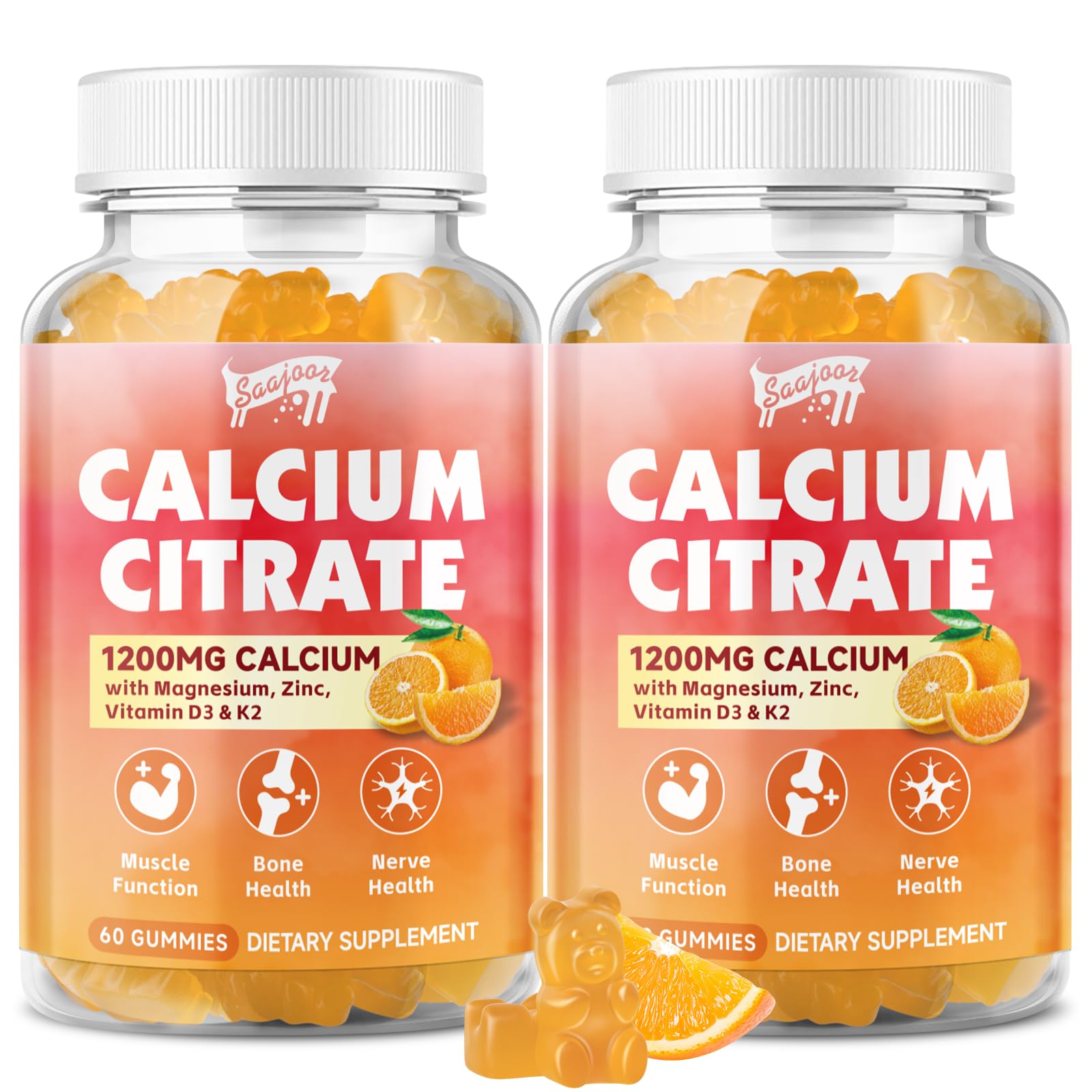Saajoor Calcium Citrate Gummies bottle front view
