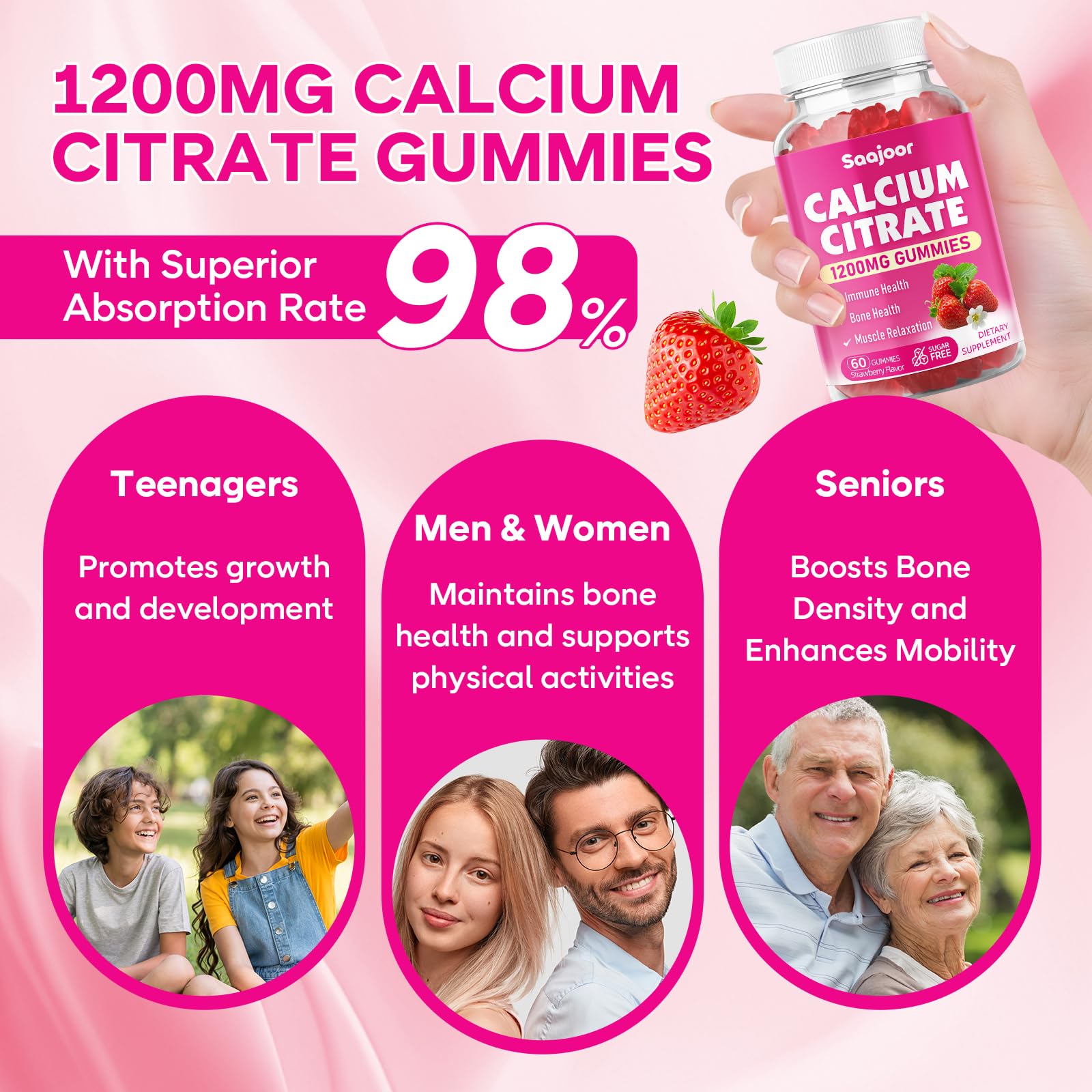 Saajoor Calcium Citrate Gummies close-up of gummies