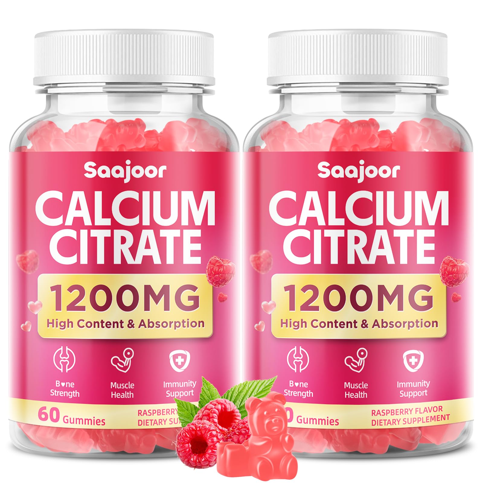 Saajoor Calcium Citrate Gummies front view with packaging