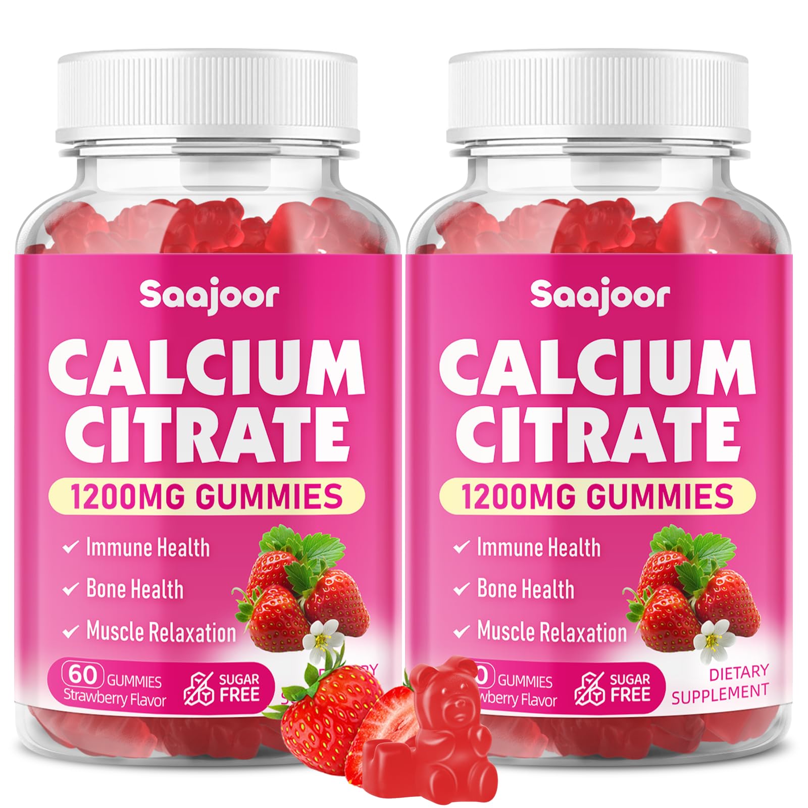 Saajoor Calcium Citrate Gummies front view with packaging