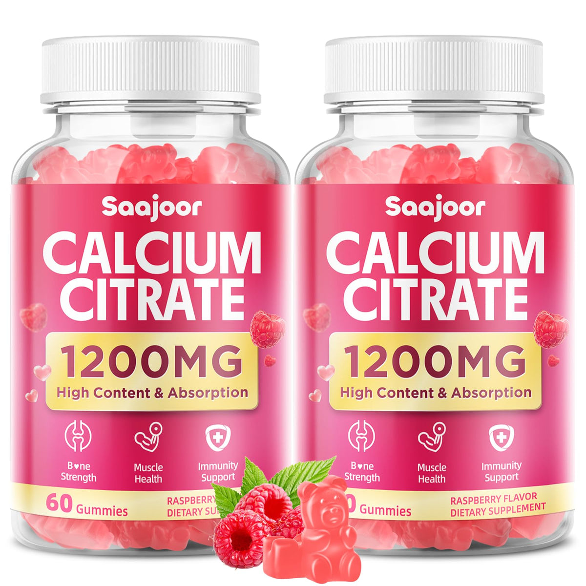Saajoor Calcium Citrate Gummies front view with packaging