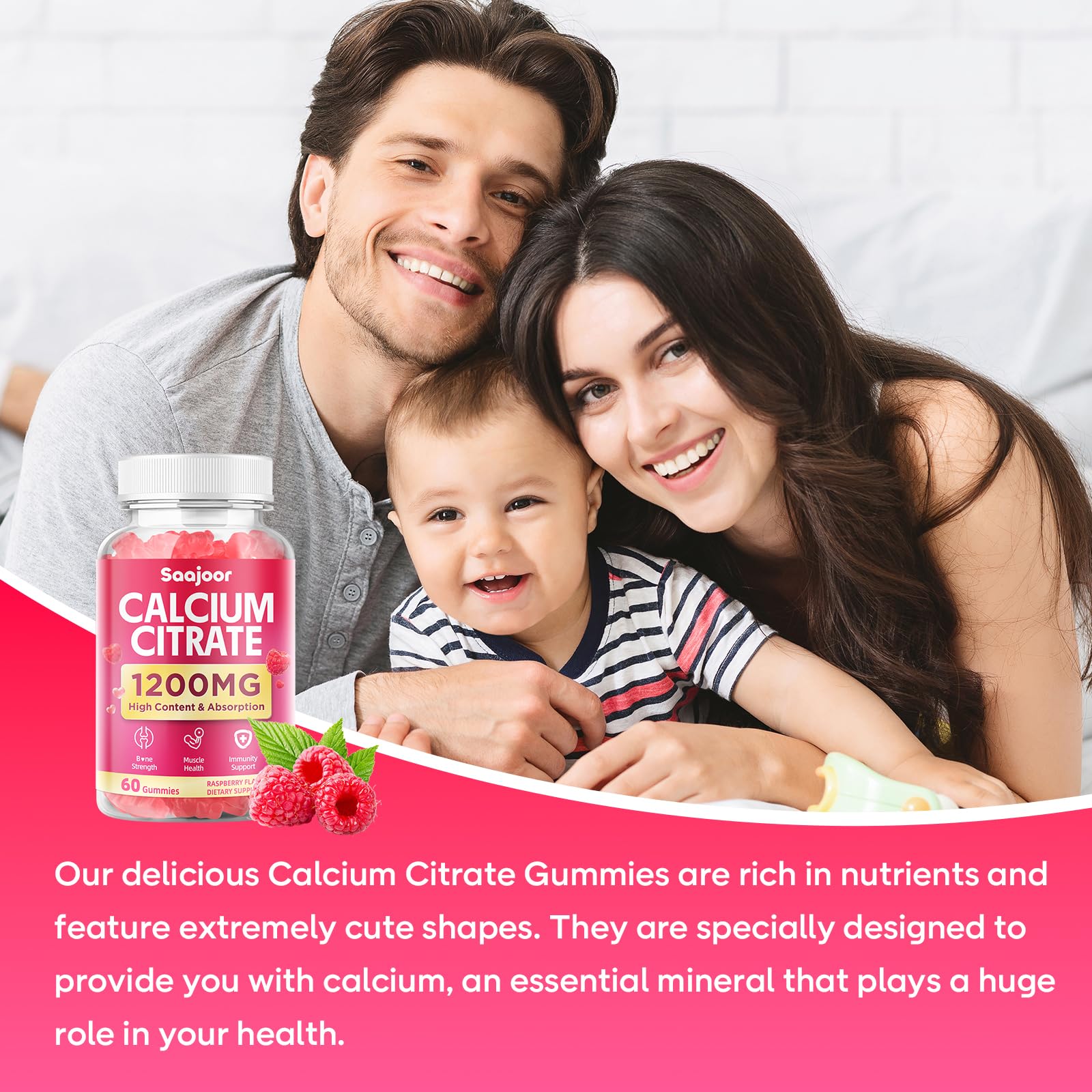 Saajoor Calcium Citrate Gummies nutritional information label