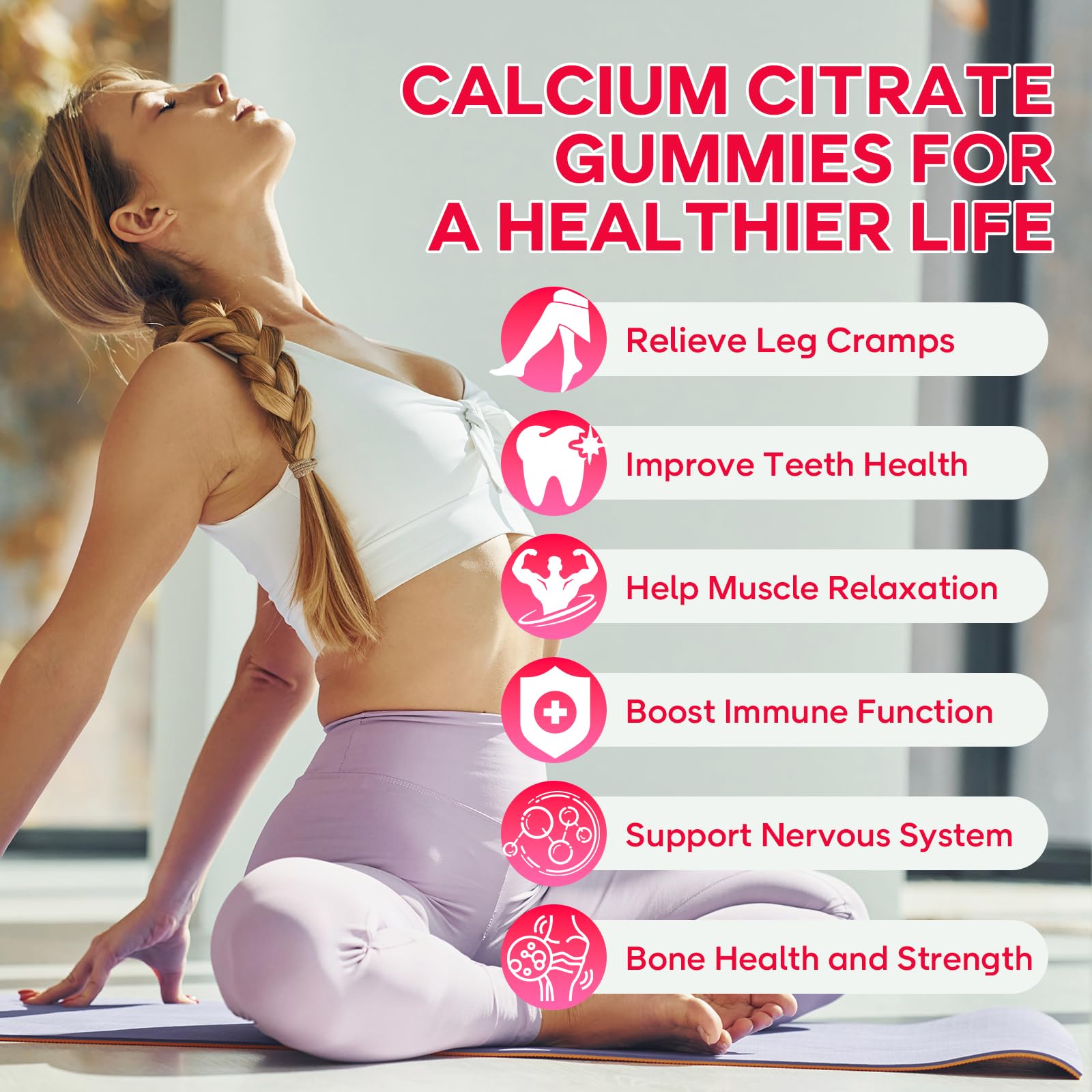 Saajoor Calcium Citrate Gummies on a wooden table