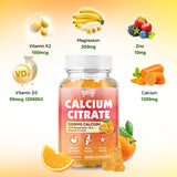 Saajoor Calcium Gummies lifestyle image with fresh oranges